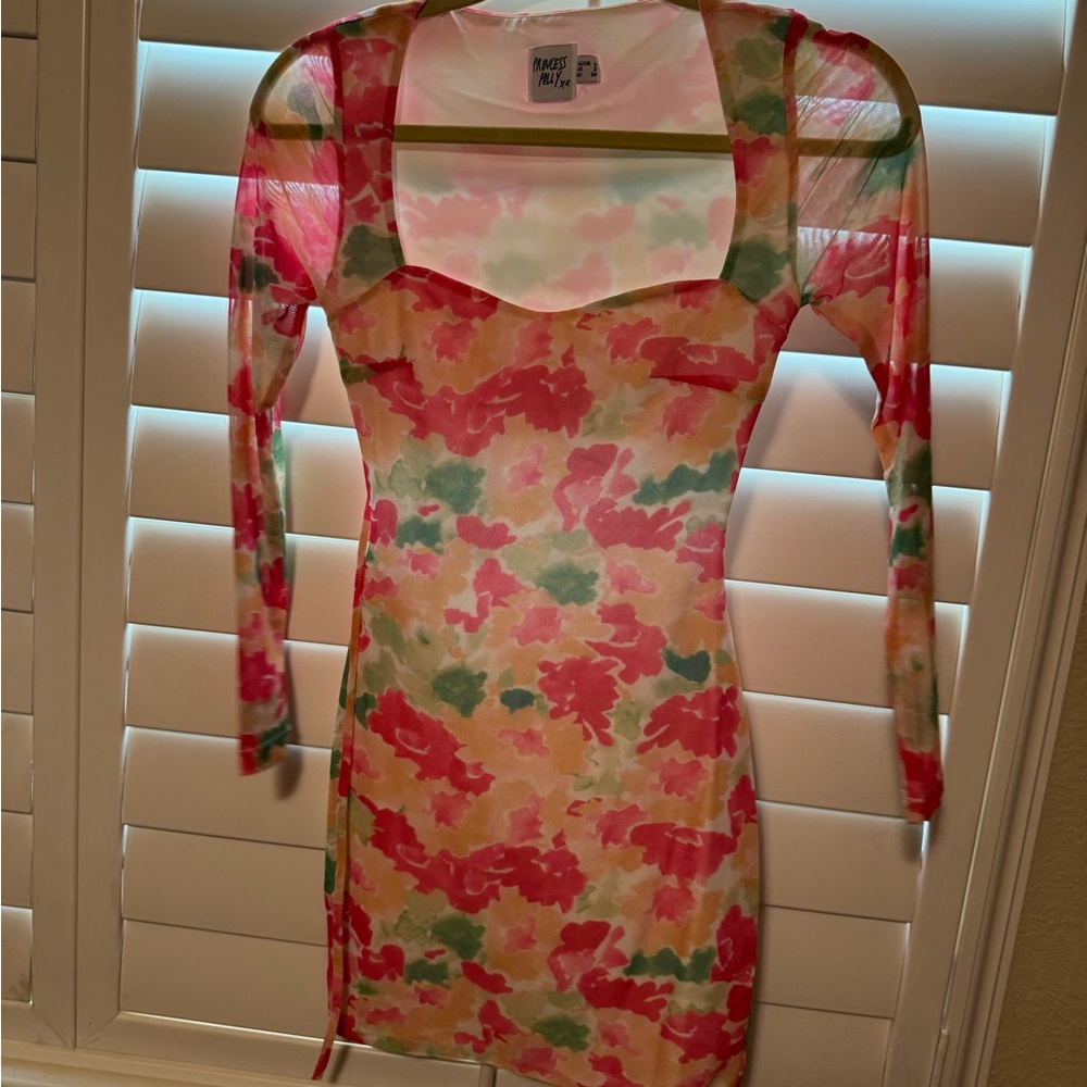 Princess Polly Pink and Red Long Sleeve Bodycon Dress